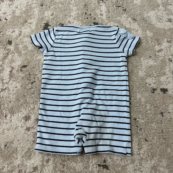 Ralph Lauren Baby Boy Blue Striped Shortall Size 9 Months - Picture 2 of 3